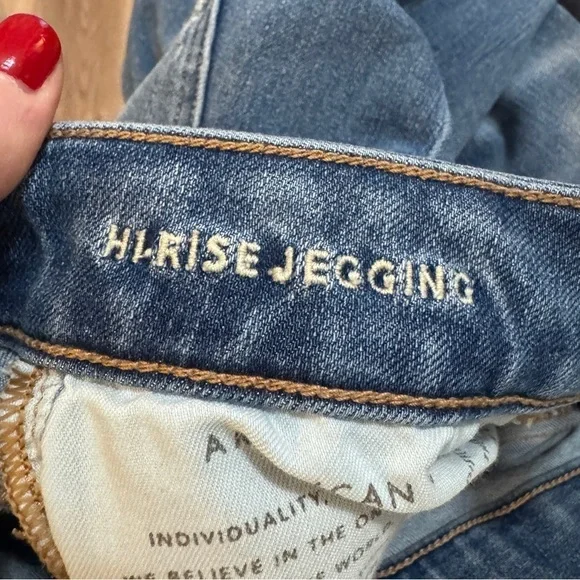 American Eagle Hi Rise Jegging Jeans 6 Regular Denim Distressed - Picture 5 of 5